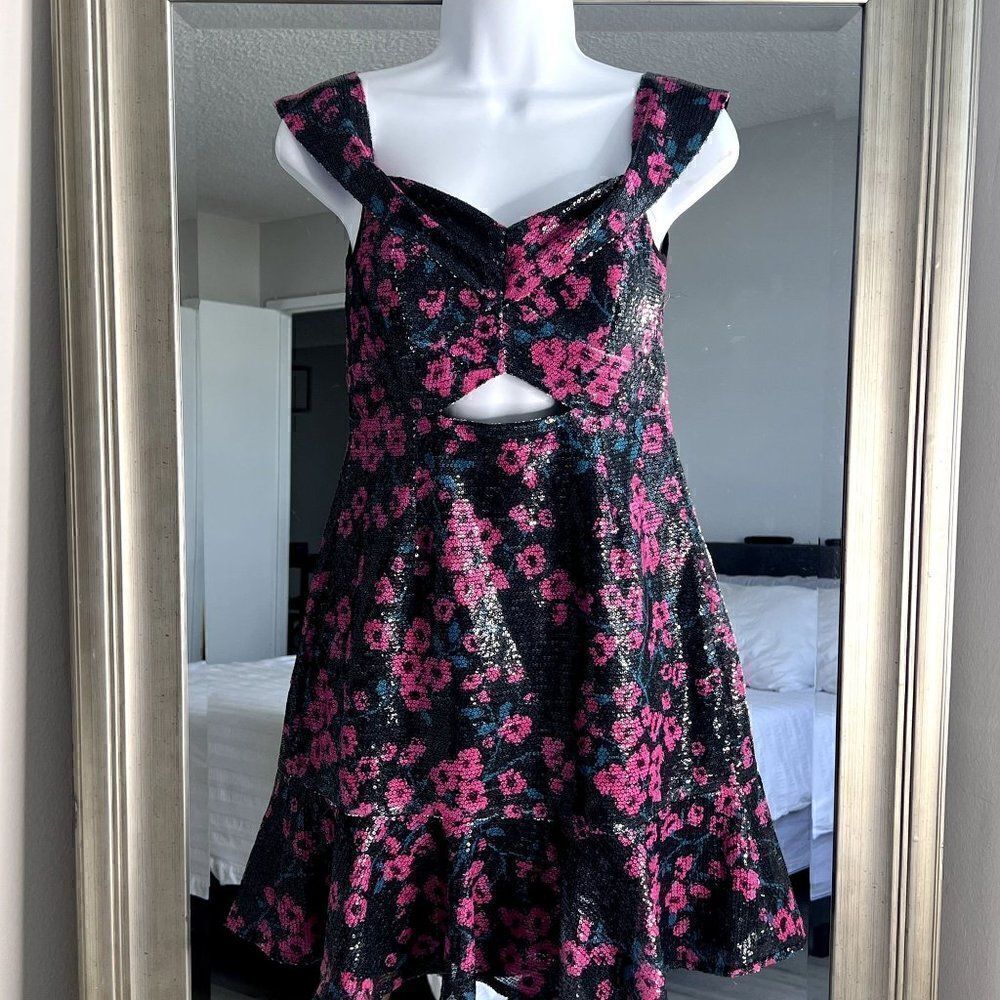 WAYF Women's Black Pink-Fuschia Mini Dress Size S